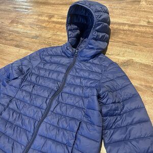 Gap Kids Puffer Jacket Boys Medium Blue Primaloft Quilted Puffer Coat Hooded